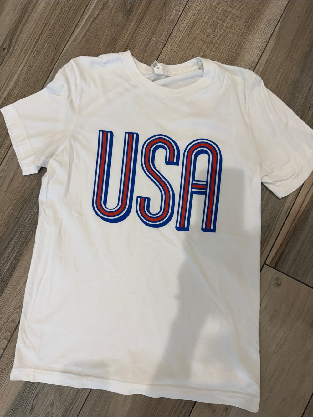Bella Canvas White Tee with Red & Blue USA Graphic
